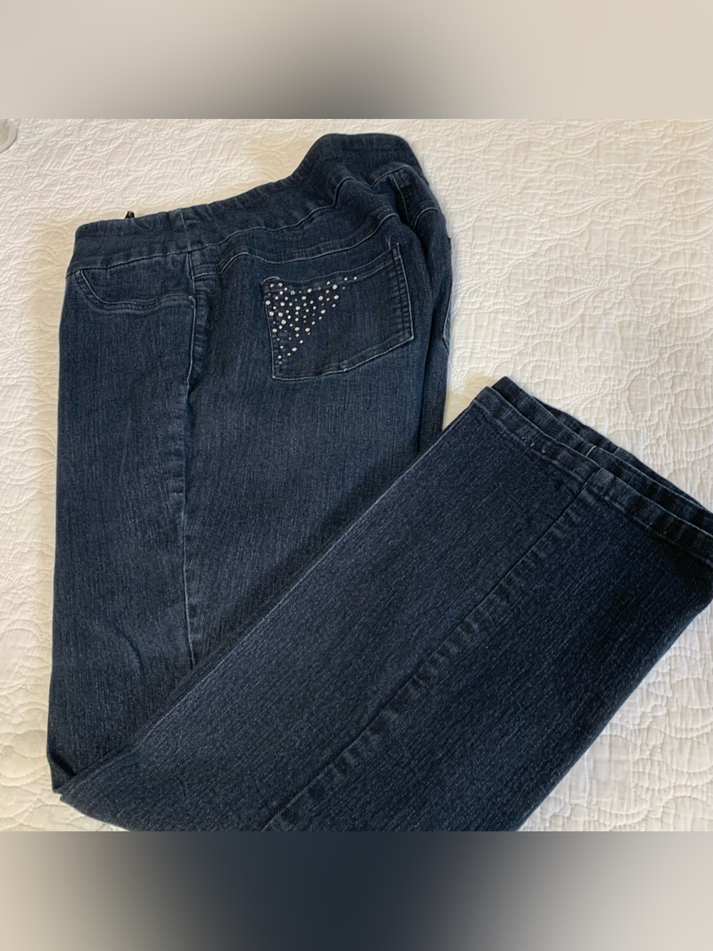 Westbound Dark Blue Straight Leg Jeans with Studded Back Pocket